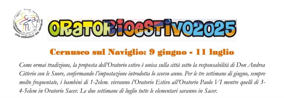 ORATORIO ESTIVO: TUTTE LE INFORMAZIONI